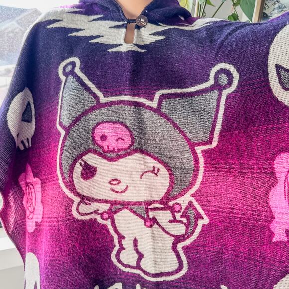 Kuromi Wool Hooded Pullover Poncho, Perfect Gift, Winter Cozy, One Size Fits All - Picture 3 of 10